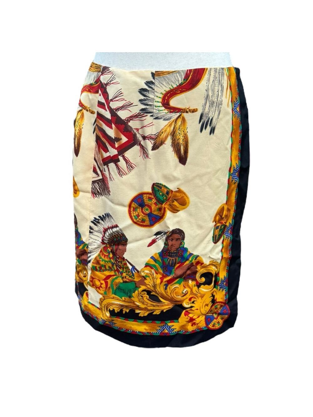 Vintage Preston & York Native Print Pencil Skirt 6 Bold Western Boho Statement - Picture 4 of 13